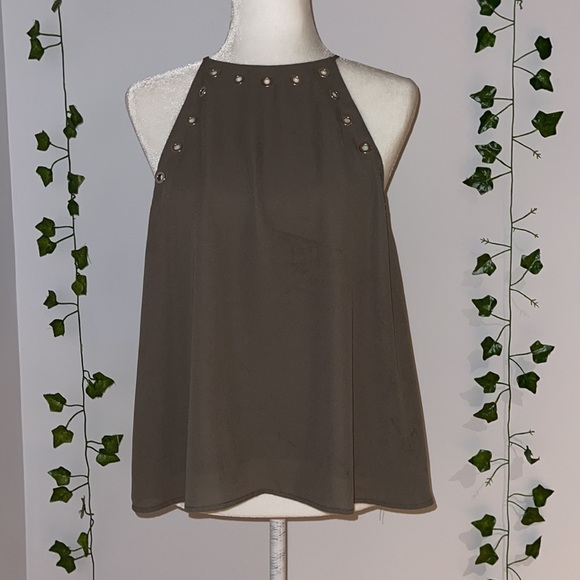 Lumiere Tops - Woman's Lumière Green Halter Flowy Blouse Large